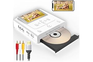 CLARIVIEWS VHS to DVD Recorder, VCR to DVD Recorder-Convert Photos and Videos Between VHS,VCR,Memory Card，DVD and USB. Phone can use a Free app to Burn Videos and Photos, Also has TV Recording Function（White）