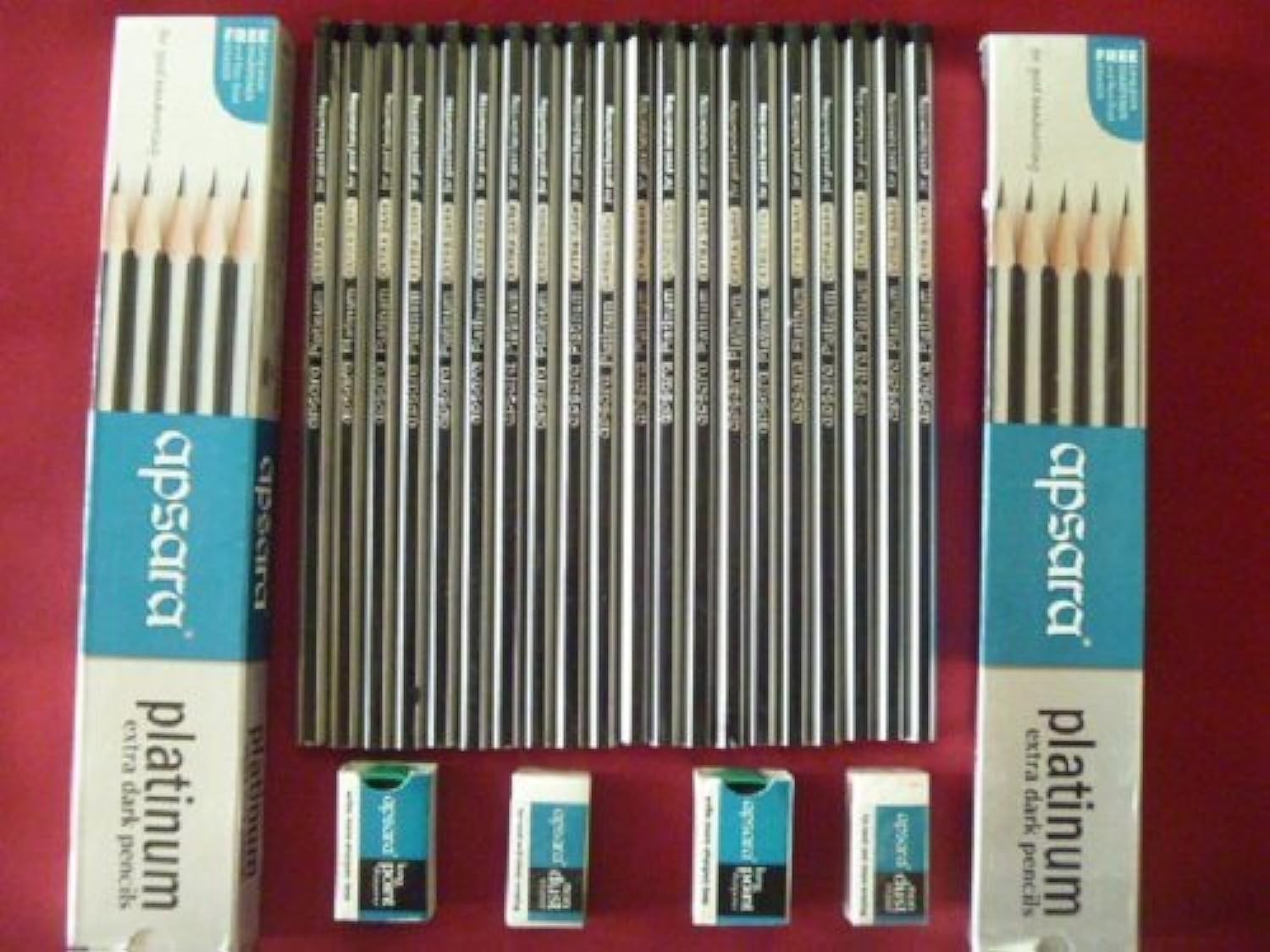 1 X 20 Apsara Extra Dark School Wooden Pencil Hb Black + 2 Sharpener + 2 Erasers Lot by Apsara