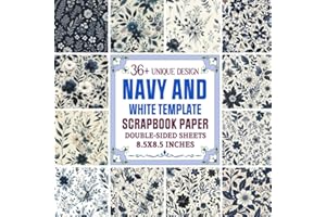 Navy and White Template Scrapbook Paper: Elegant and Stylish Papers for DIY Projects, Card Making, and Mixed Media Art