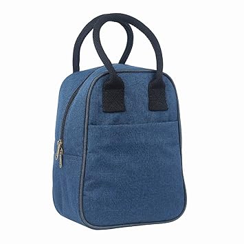 FATMUG Lunch Bag for Office Women and Men - Insulated Tiffin Bag for Kids - Oxford Fabric-Navy