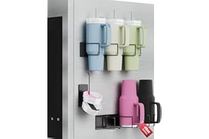 ARCTIIRO Magnetic Stanley Cup Holder for Refrigerator, Water Bottle Organizer for Stanley 40 oz Tumbler with Handle, Tumbler Lid Organizer for Stanley Cup Accessories, Gifts Ideal