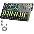 Donner DMK25 Pro MIDI Keyboard Controller, 25 Mini Key Portable USB-C MIDI Keyboard with 8 Drum Pads, OLED Display, Personalized Touch Bar, Music Production Software and 40 Teaching Courses, Green