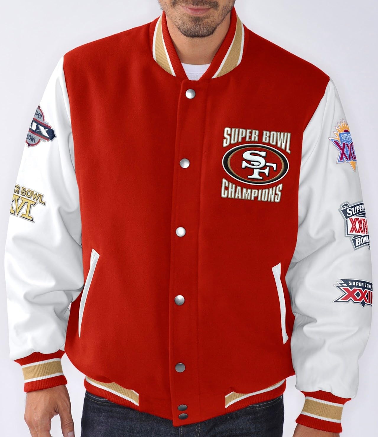 San Francisco 49ers Men's NFL "Game Ball" Super Bowl Commemorative Wool Jacket Amazon.de