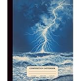 Composition Notebook Wide Ruled: Lightning illustration Vintage Aesthetic Notebook, School Notes, writing journal, 7.5x9.25 (110 pages) Front and Back are Soft Cover
