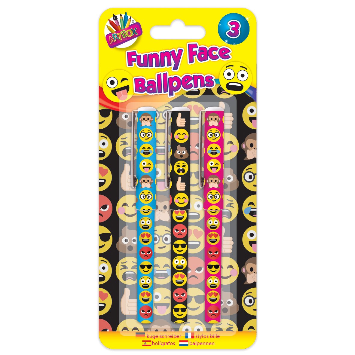 3 Funny face designer pens