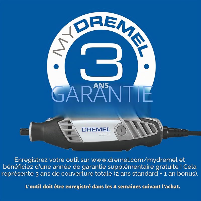 3000 Outil Rotatif Multifonction 130W avec 1 Adaptation 25 Accessoires, Vitesse Variable 10000-33000 tr/min pour Découper, Poncer, Percer, Nettoyer, Sculpter, Polir, Graver, Meuler