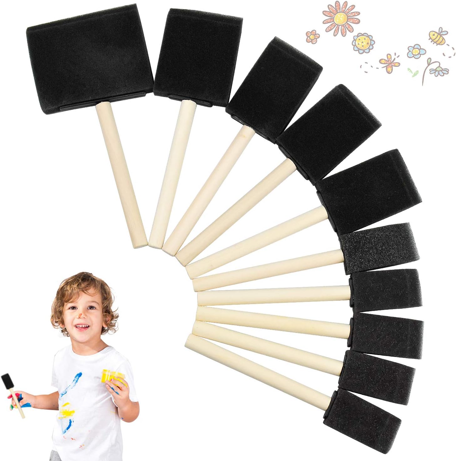 10 Piece Foam Brushes 1 2 3 4 Inch Width Sponge Brushes for Painting