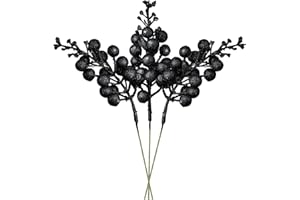 Artiflr Red Berries, 14 Pack Artificial Berry Stems for Christmas Tree Decorations, Crafts, Holiday and Home Decor, 7.9 Inches (Black) …