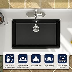 Logmey Black 30x19 Inch Granite Composite Kitchen