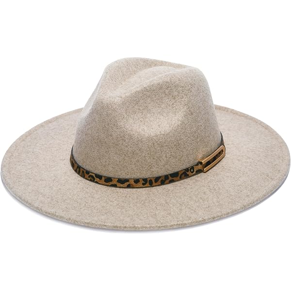 Wide Brim Fedora Hat with Geometric Pattern Band, Two-Tone  display picture 1