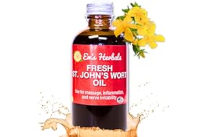 Em's Herbals Fresh St. John’s Wort Oil - Wild Harvested in USA, Natural Solution for Nerve Discomfort, Skin Eruptions, Wound Care, Scar, and Stretch Marks - Skin, Face, Body, Hair, Massage Oil (4 Oz)