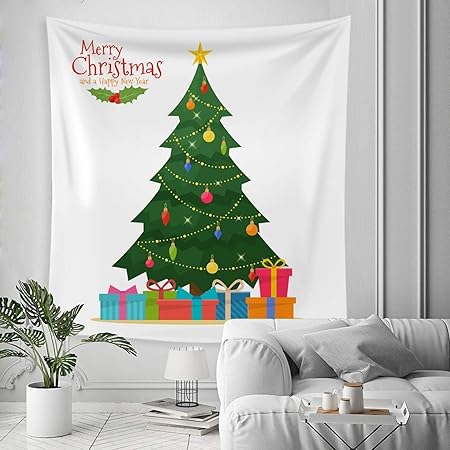 Amazon クリスマスツリー タペストリー クリスマス飾り 6ｍ星形ledライト付き 電飾 取り付け簡単 北欧風 おしゃれ 壁掛け インテリア 装飾布 部屋 装飾 ガーランド クリスマスデコレーション 130cm 150cm クリスマス雑貨 おもちゃ