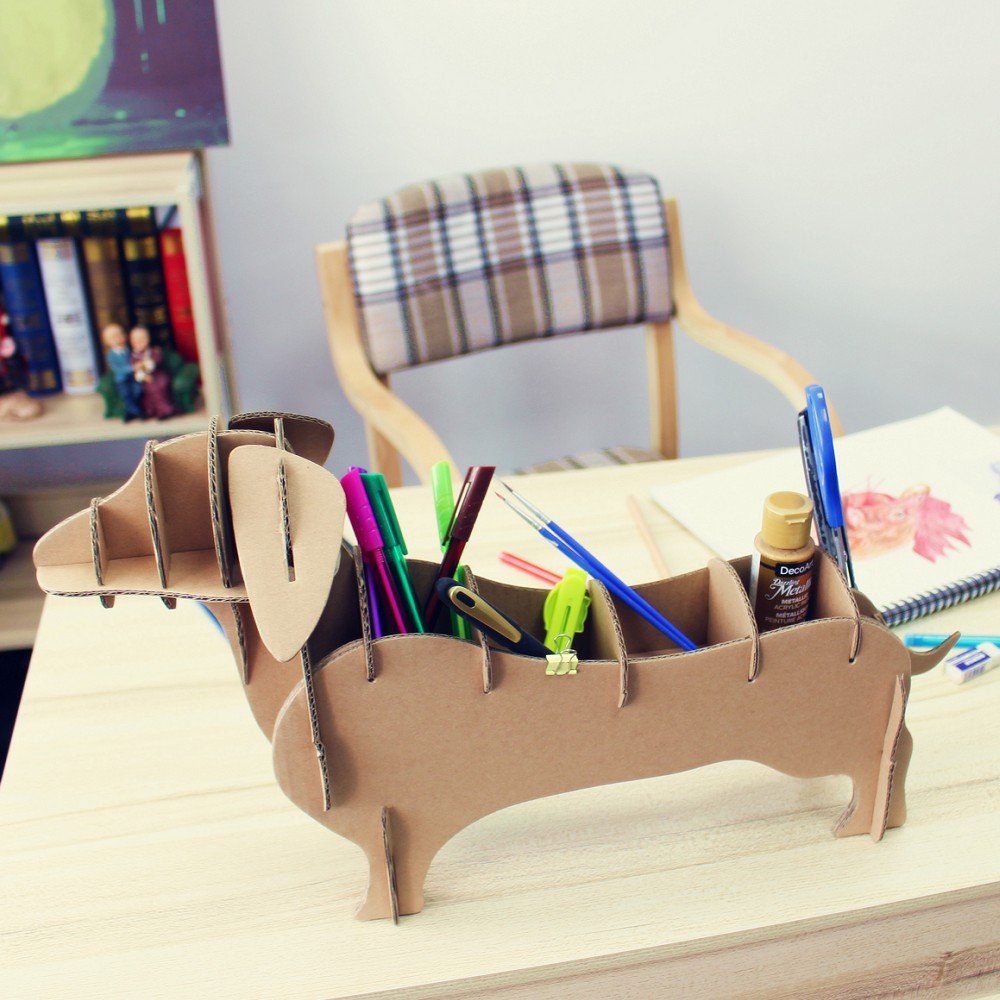 I\'m Charmer Store Your Things in This Simple Cardboard Dachshund Shelving