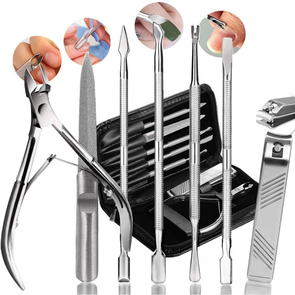 Nail Files Nail Clippers Manicure Set - Professional Cuticle Pushers Scraper Nail Art Care Tool Kit - for Women Men Removal of Gel Nails Cuticle - Stainless Steel - Teamkio (Manicure Cuticle Pushers set, Stainless Stee)
