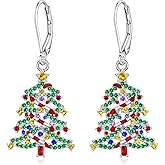 Christmas Earrings Christmas Tree Earrings for Women Dangling Sterling Silver Holiday Jewelry Xmas Themed Gifts for Mom Wife Friendship