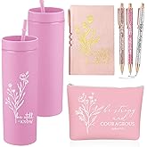 Funnymoom 6 Pcs Christian Gift Gifts for Women Includes Bible Religious Notebook and Pens Set Tumbler Makeup Bag Scripture Faith Gift for Church Members Clergy Appreciation Pastors Wife Gifts