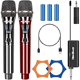 Wireless Microphones, Dual Karaoke Microphone System, NEWBAXS Microfonos Inalambricos with Rechargeable Receiver, Cordless Dy