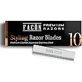 Facón Professional Hair Razor Comb Replacement Blades, Styling Razor Blades for Thinning Texturizing Layering Cutting Hair, Premium Platinum Japanese Stainless Steel for Split Ends Trimming - 10 Count
