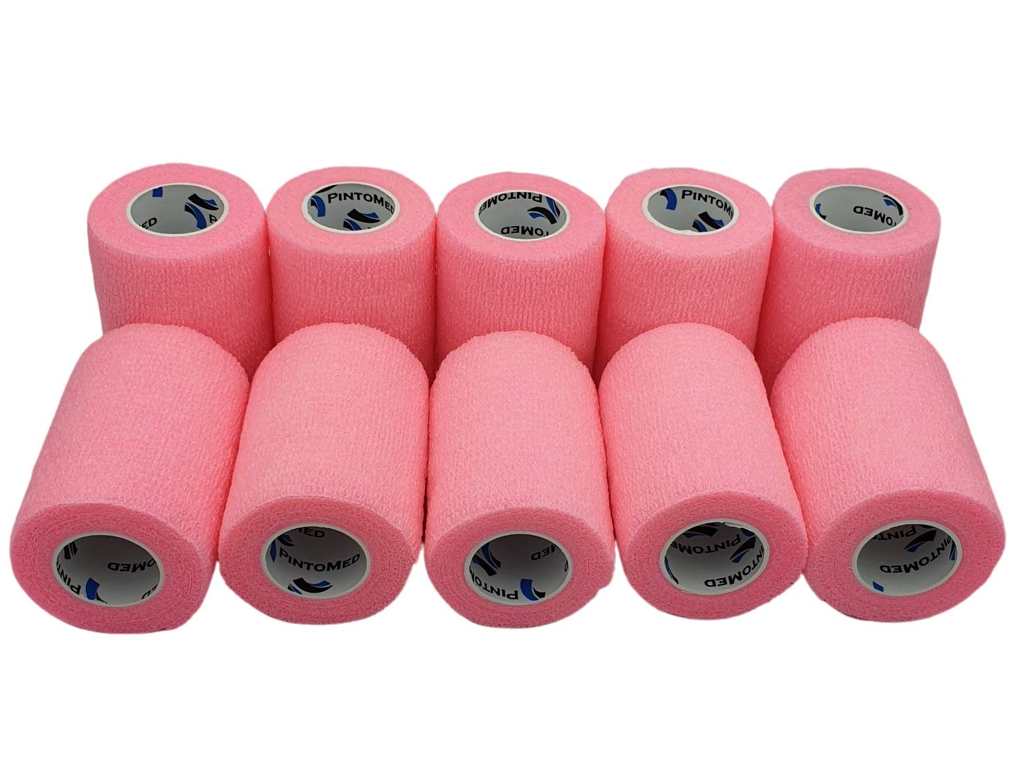 PintoMed – Cohesive Bandage Stretched - 10 X Pink X 7.5CM X 4.5M - Self-Adhesive Flexible Bandages, First Aid Sports Wrap Bandages Pack Individually for Medical, Sports and Veterinary use.