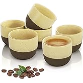 DEAYOU Set of 6 Ceramic Espresso Cups, 4.2oz Stackable Japanese Tea Cups, Handleless Chinese Teacup, Thick Walled Demitasse Cups for Espresso Machine, Cafe, Dishwasher & Microwave Safe