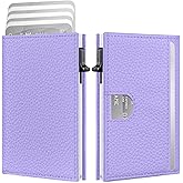 Vast Scenery Women's Small Wallet - 2026 Trendy Lavender Purple, RFID Blocking Smart Metal Pop Up Card Holder, Ultra Slim Fits Most Bags & Pockets, Holds 11+ Cards 10+ Bills, Gift for Her