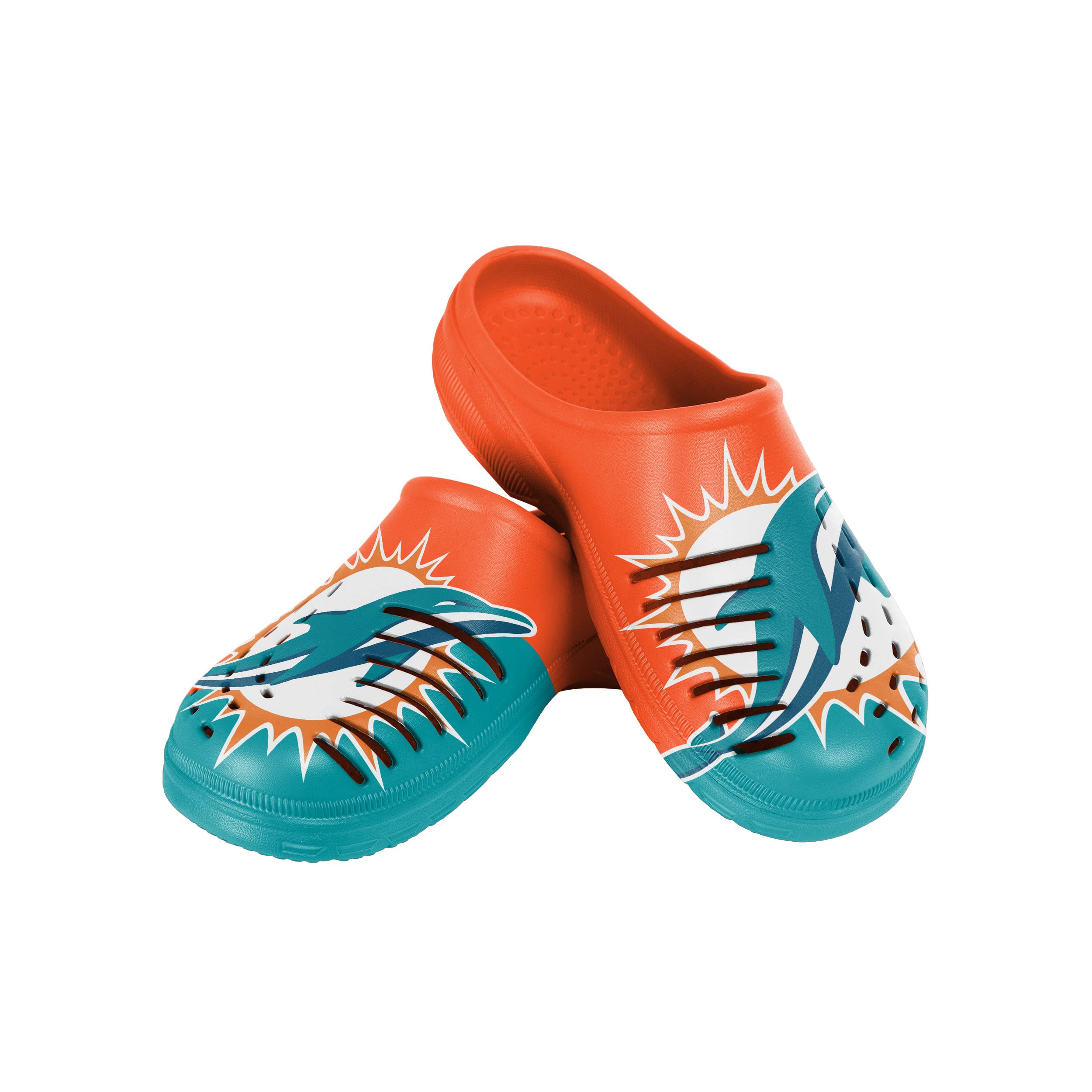 FOCO Miami Dolphins NFL Mens Colorblock Big Logo Clog - L - (11-12) Image