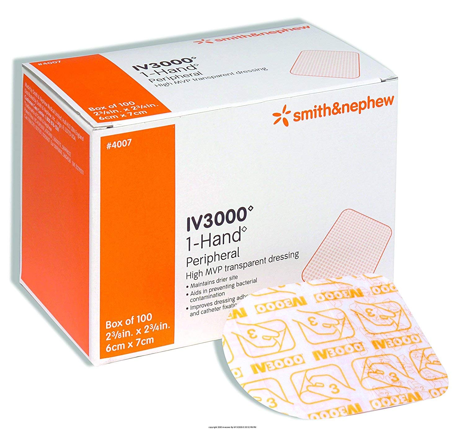 Smith & Nephew IV 3000 1-Hand Transparent Dressing, 100 Count