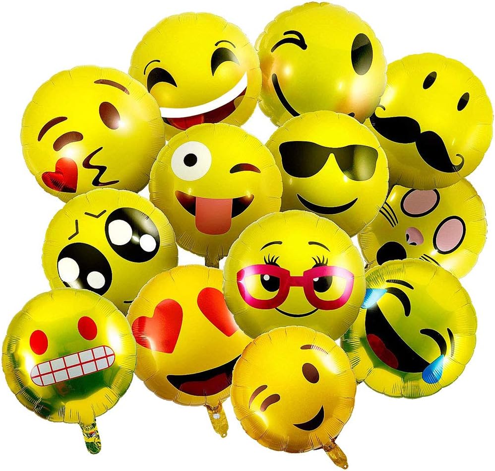 Vientiane Emoji Balloons, 26 pieces Foil Balloon Helium Balloons Facial Expression Balloons Emoticon Smiley for Birthday Holiday Wedding Party Decoration (Random Pattern)