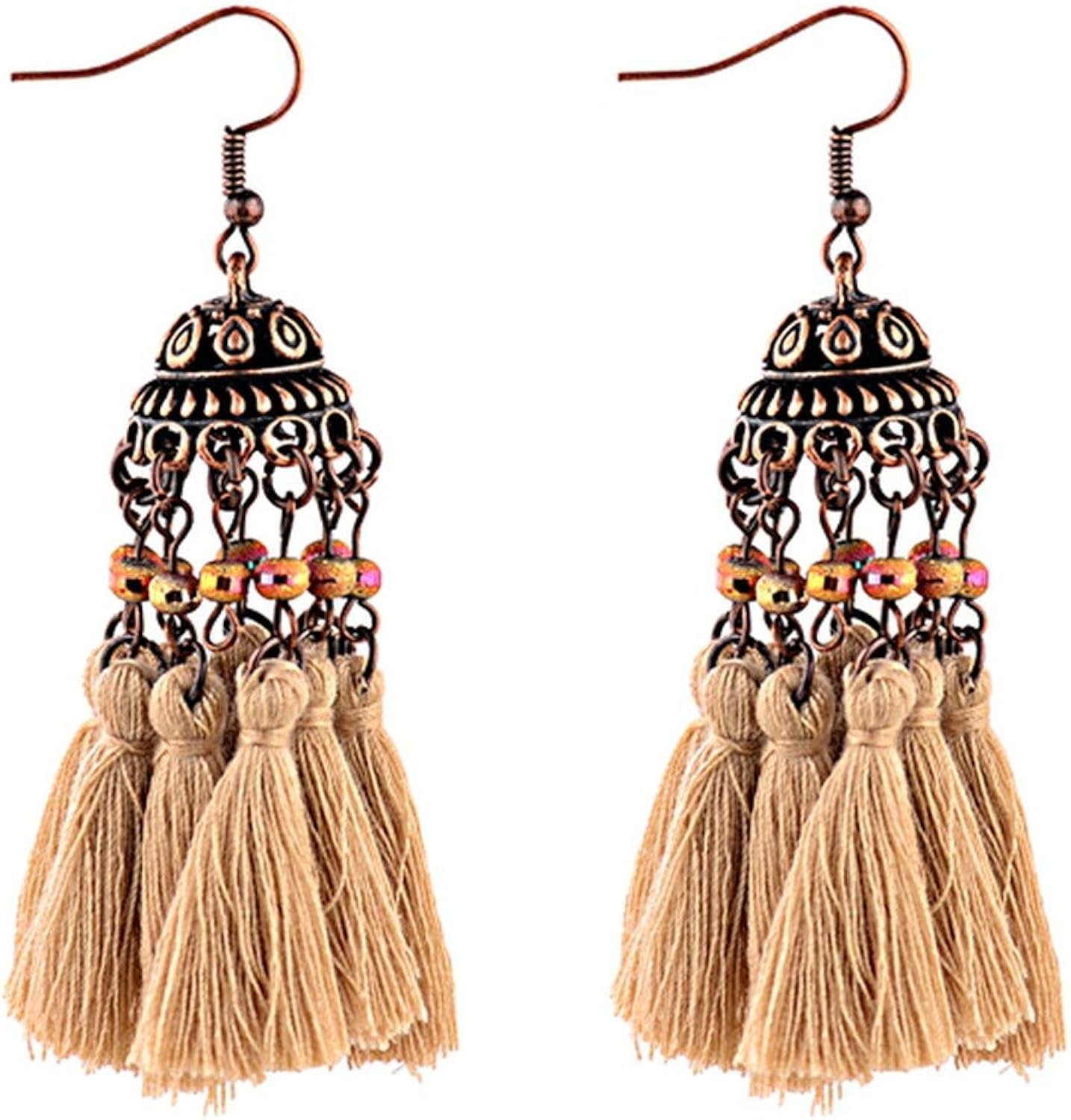 Classical Long Cotton Tassel Earrings Dangle Ethnic Drop Earring Fringe