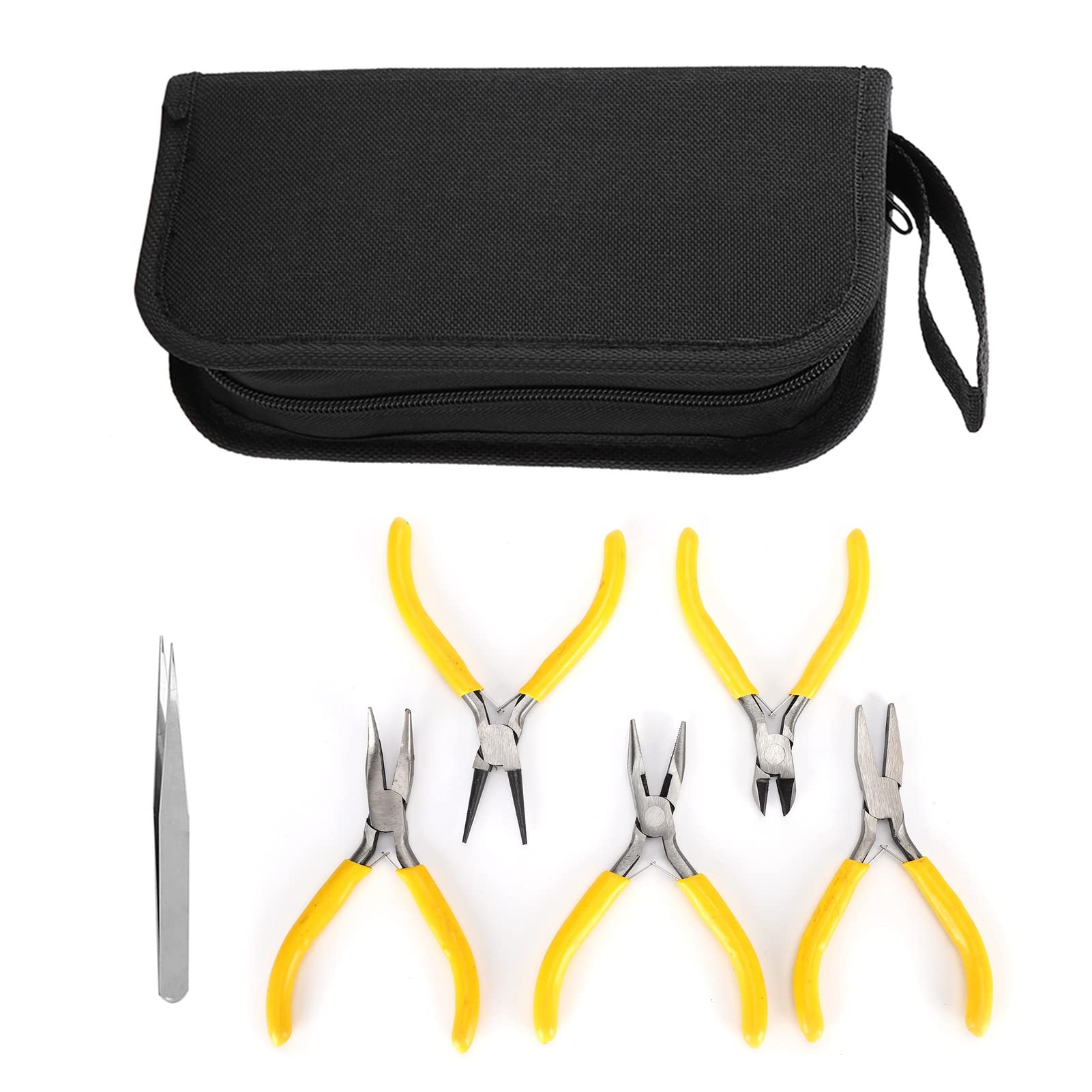 Jewellery Pliers Tools, Mini Pliers Set for Jewelry 5 Pcs Professional Jewelry Pliers Tools Kit Round Bent Nose Beading DIY Making for Wire Work Beading Jewelry Making or Gift Packaging