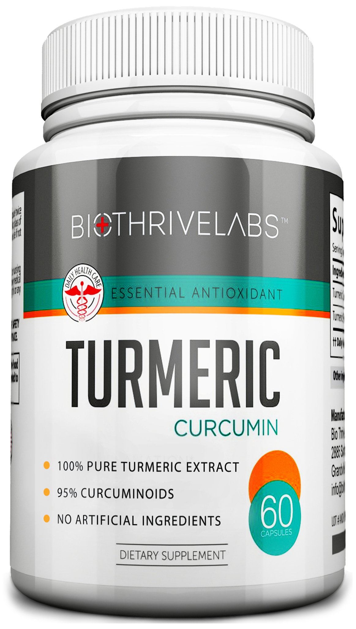 Powerful Turmeric Curcumin Supplement, with 95% Curcuminoids! Extra Strong Antioxidant Formula - 100% Natural – Anti-Aging, Anti-Inflammatory – 60 Vegetarian Capsules