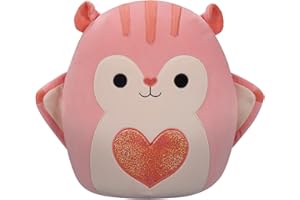 Squishmallows Original 14-Inch Gabourey Peach Flying Squirrel with Sequin Heart - Official Jazwares Large Plush