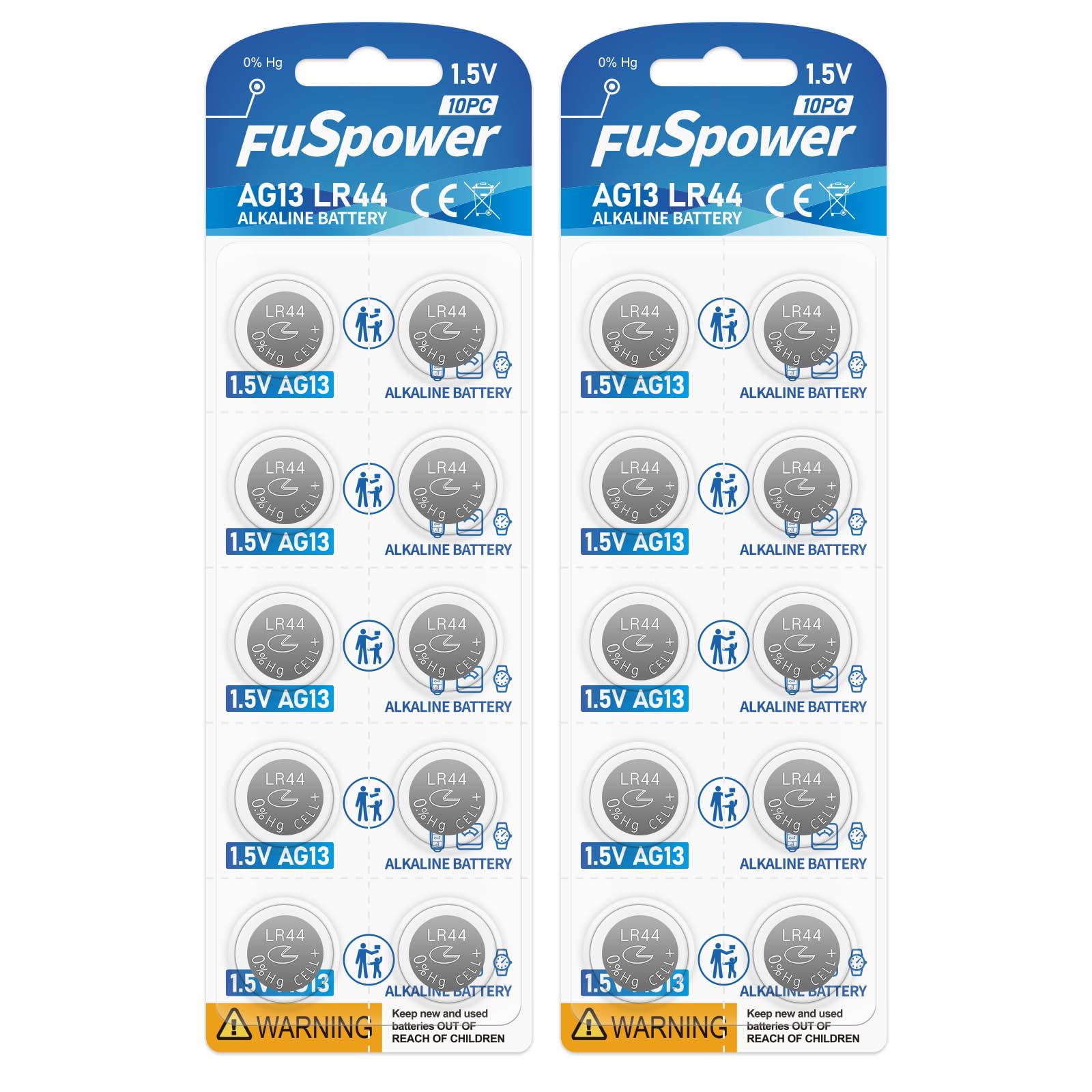 Photo 1 of Fuspower LR44 Batteries AG13 303 357 A76 SR44 Alkaline Button Cell Battery (20 Count (Pack of 1))