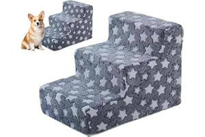 Wouqinen Pet Stairs for Small Dogs & Cats, 3 Steps Pet Stairs Ladder for High Bed, Removable and Washable Balanced Pets Ramp,
