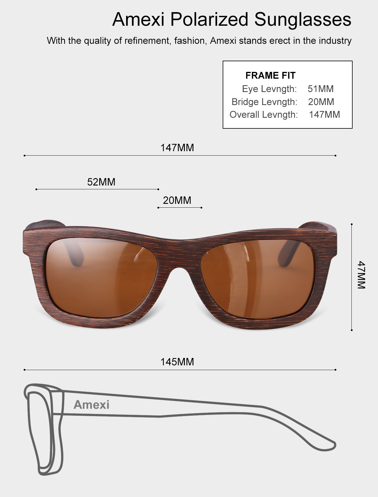 Amexi 2018 Novità Bambù Occhiali da sole con protezione UV400 Donne ,Uomo ,Luce unisex polarizzata anti-UV Occhiali da sole in legno