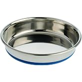Our Pets DuraPet Stainless Steel Non-Slip (Cat Food Bowl or Water Bowl) (Holds up to 1 Cup of Wet or Dry Food) Easy to Clean