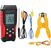 Digital Type K Thermocouple Thermometer HVAC Temperature Clamp Meter, -328&deg;F~2501&deg;F Range Single Channel K-Type Temperature Meter Gauge with Thermocouples &amp; Lead Probe Pipe Clamp Measures -40&deg;F~392&deg;F