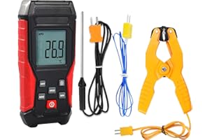 Digital Type K Thermocouple Thermometer HVAC Temperature Clamp Meter, -328°F~2501°F Range Single Channel K-Type Temperature M
