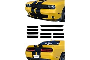 GRIDREADY Fits 2015-2023 Dodge Challenger Tail Light and Side Marker/Reflector Tint Kit. Precut Dark Black Smoke Vinyl Taillight Overlays for Non-widebody Accessories
