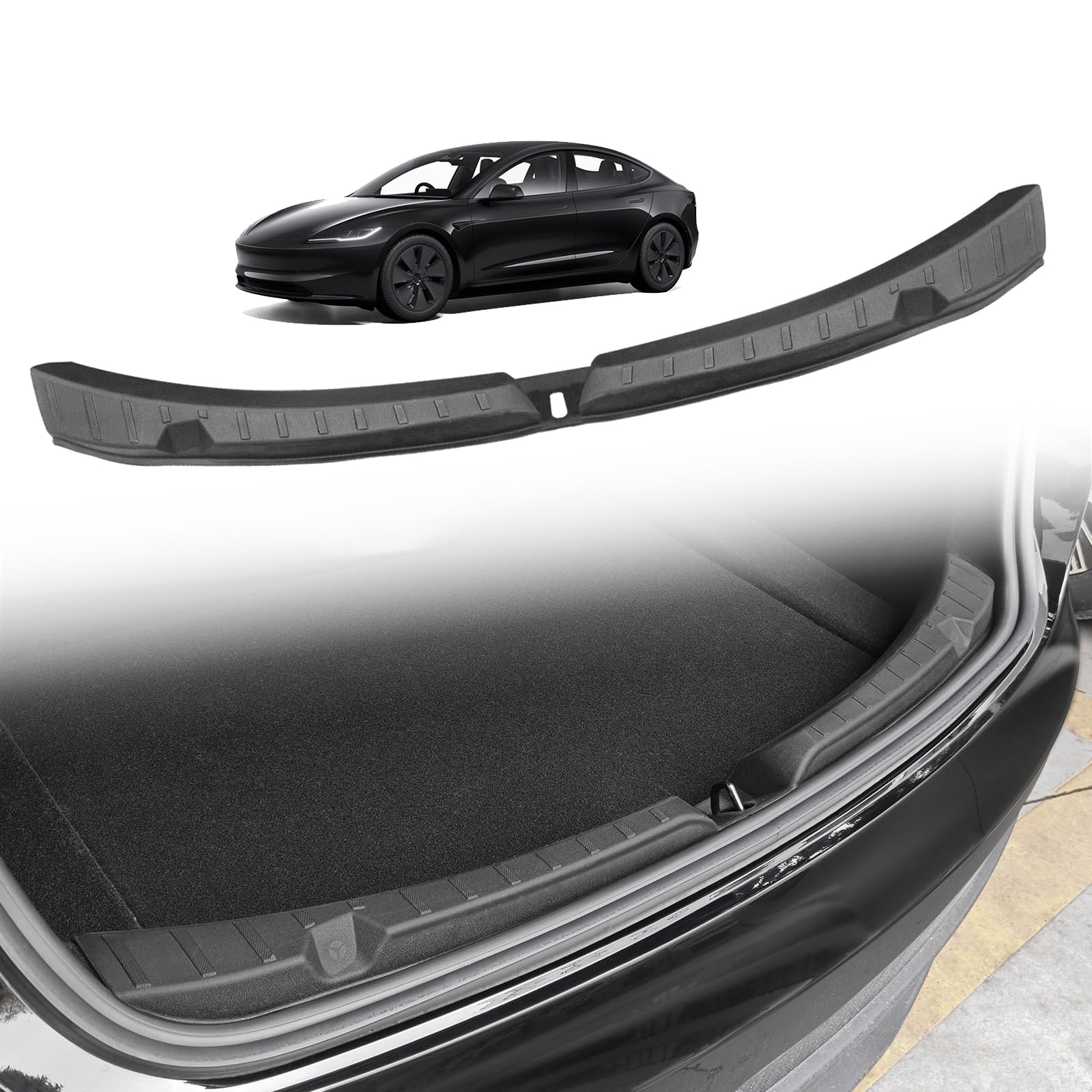 Photo 1 of BestEvMod for Refreshed Model 3 Highland Rear Bumper & Trunk Sill Cover Protector Bumper Guards Compatible with 2024 Refreshed Tesla Model 3 Highland (TPE Version)
