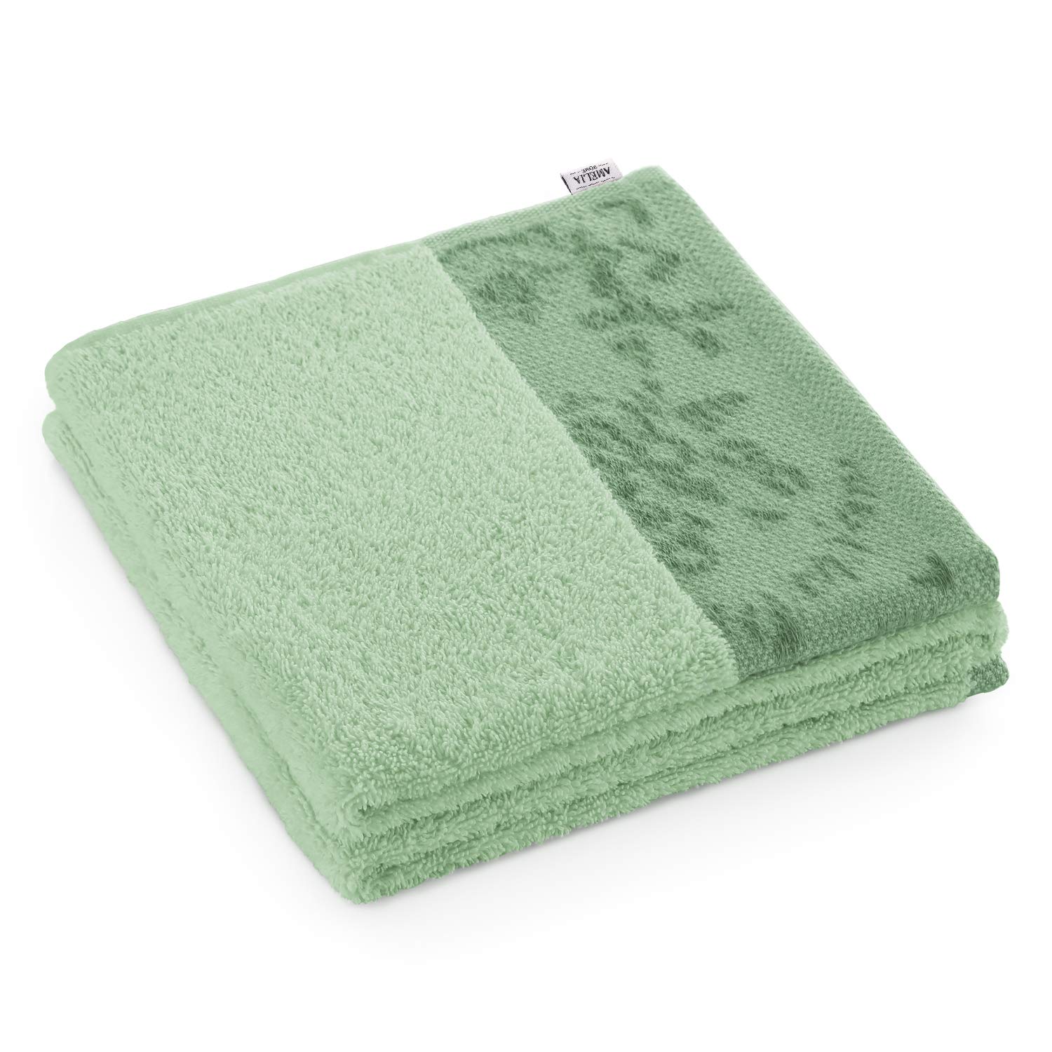 AmeliaHome Bath Towel, 100% Cotton, 70 x 140 cm, Light Green, 500 g/m², Crea