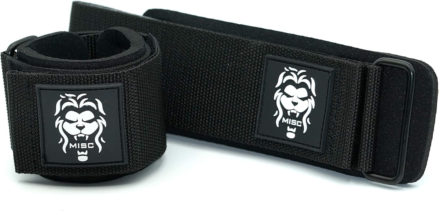MISC FITNESS Wrist Wraps - Lifting Support Compression and Stabilization for Powerlifting Weightlifting Crossfit - Custom Fit Adjustable Fixing Tape Extra Wide Strap with Steel Buckle - Black V2 : Sports & Outdoors