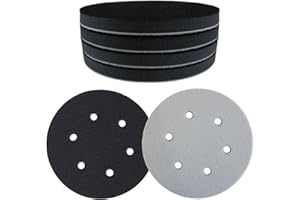 Crossarctic 5 Pack 6 Inch Sanding Interface Pads, Hook and Loop - 6 Inch Soft Density Sponge Cushion Buffer Backing Pads with EVA Foam for Orbital Sander