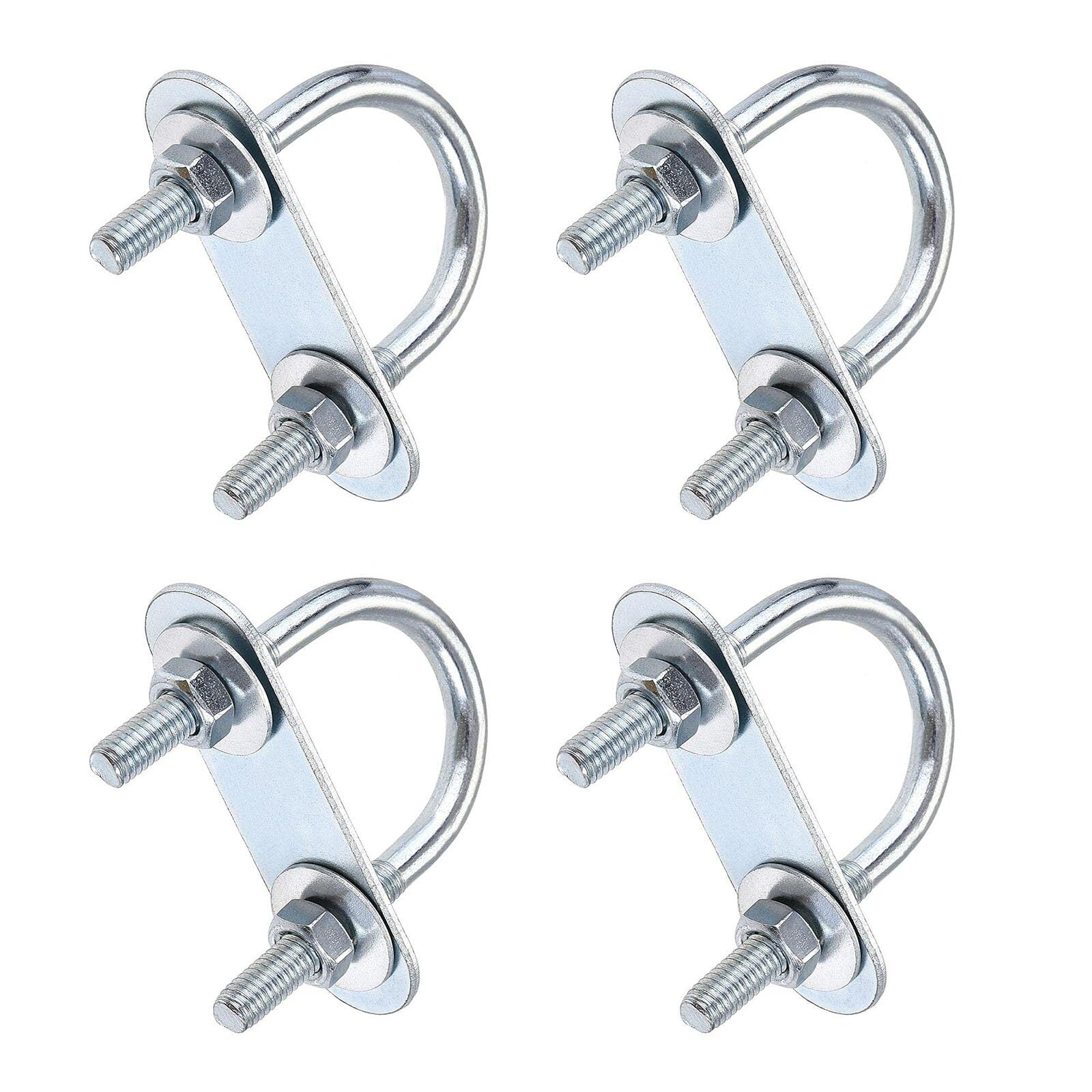 TOP-VIGOR 4 sets M6 Round U-Bolts, 27mm Inner Width 53mm Length Steel U-Bolts with Nut, Plate, Washer for Building Installations Mechanical Parts Connection Cehicles Ships