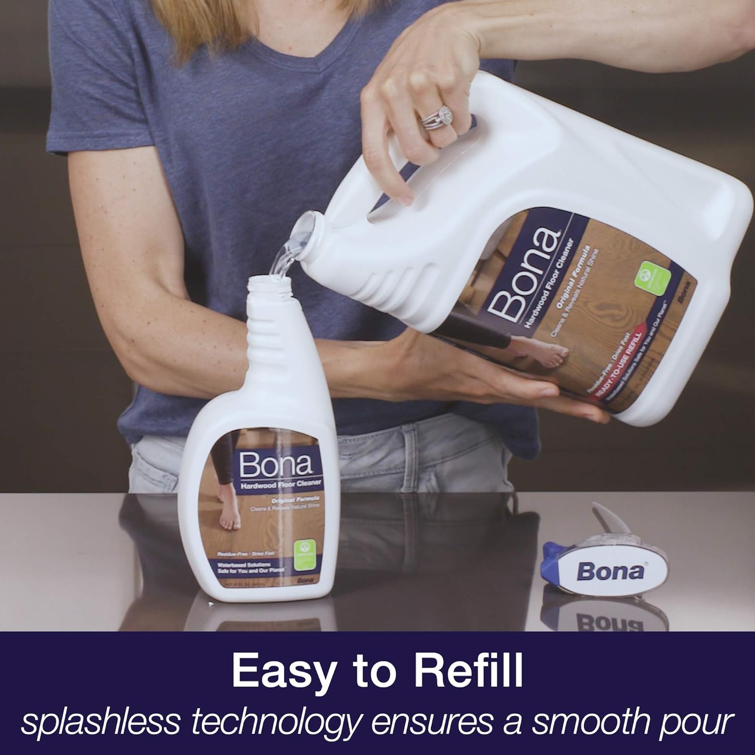 Bona Hardwood Floor Cleaner Refill, 128 Fl Oz (Pack of 1), Clear: Health & Personal Care