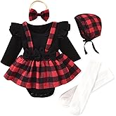 Unutiylo Preemie Newborn Baby Girl Clothes Romper Suspender Dress Fall Winter Outfits Ruffle Long Sleeve Jumpsuit