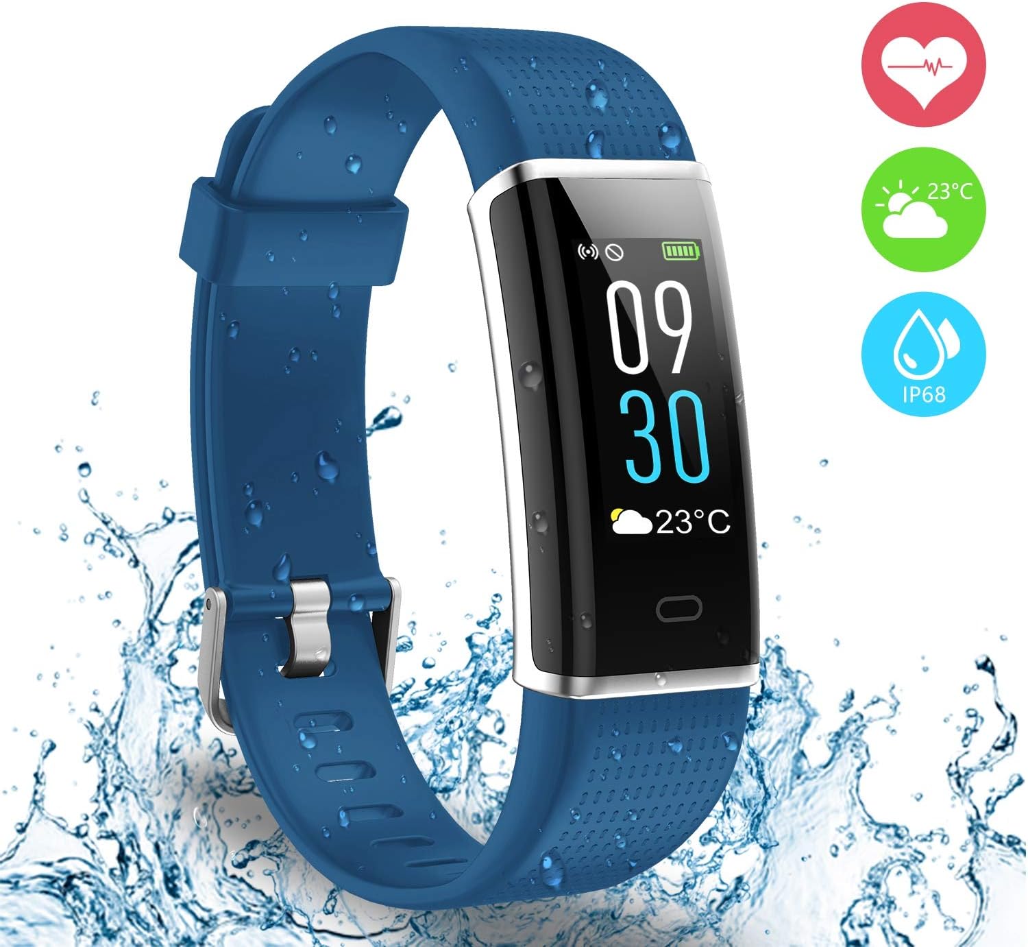 AUSUN Fitness Tracker, 130C Color Screen Activity Tracker with IP68 Waterproof, 14 Sports Modes, GPS tracker, Intelligent Notification, Pedometer Watch for Kids Men Women