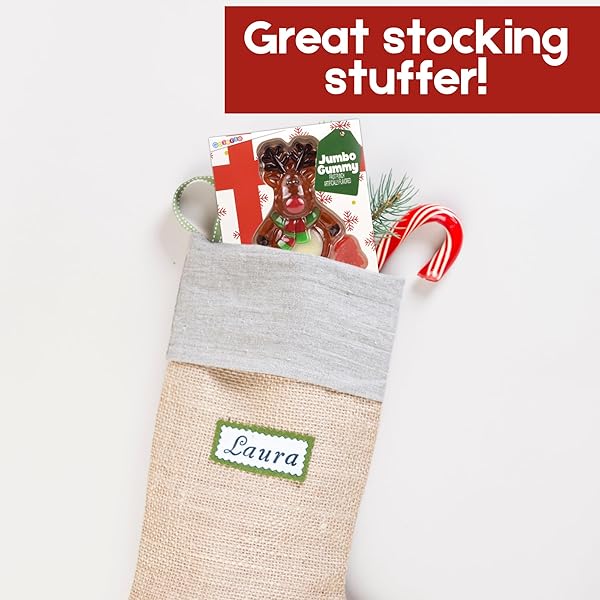 GALERIE JUMBO CHRISTMAS GUMMY, FRUIT PUNCH FLAVORED CANDY, STOCKING STUFFER GIFTS, STYLE MAY VARY, 6 OUNCES