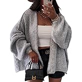 Perbai Womens Oversized Chunky Cardigan Sweater Fall Batwing Lantern Long Sleeve Open Front Knit Sweater Jacket