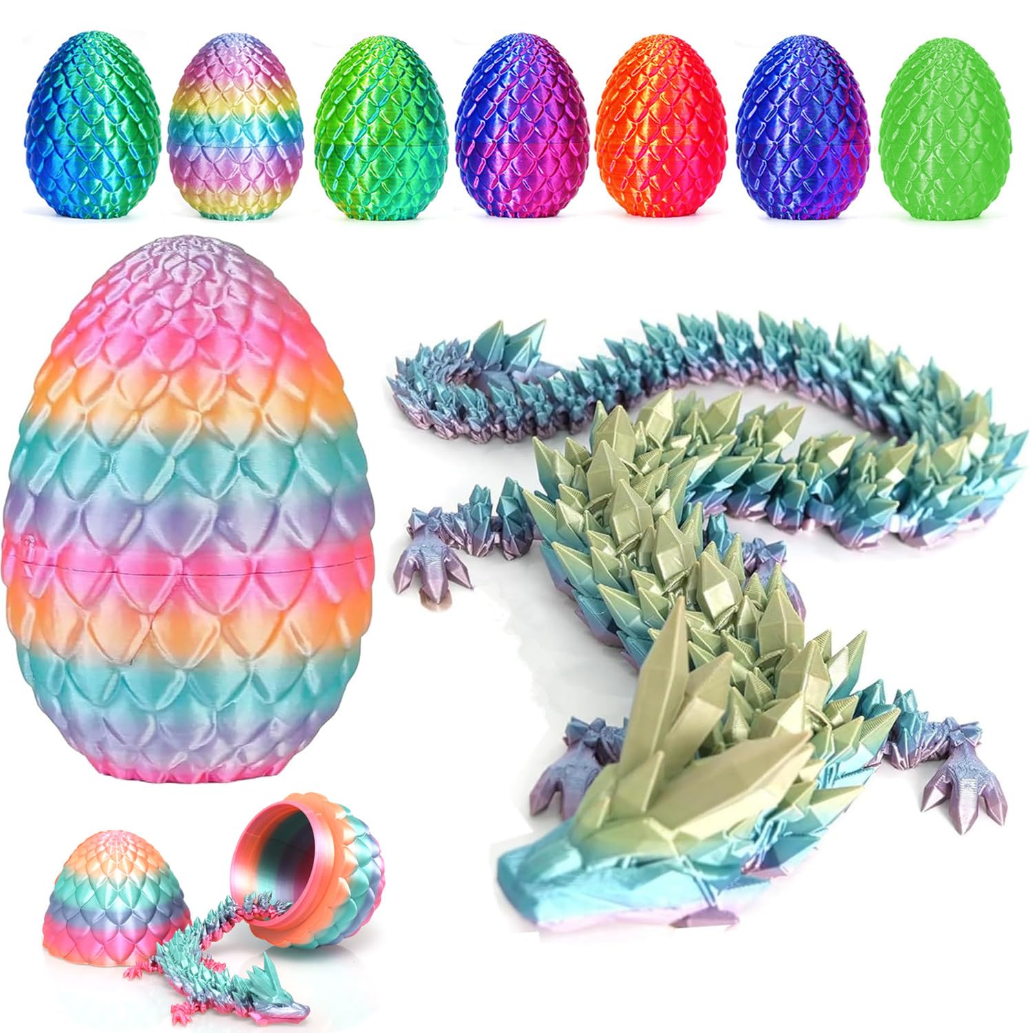 Photo 1 of 3D Printed Dragon Fidget Toys,12inch Flexible Dragon Toy 3D Printed Dragon Eggs with Dragon Inside,Easter Egg fillers,Easter Basket Stuffers,Easter Basket Essentials Fidget Toys